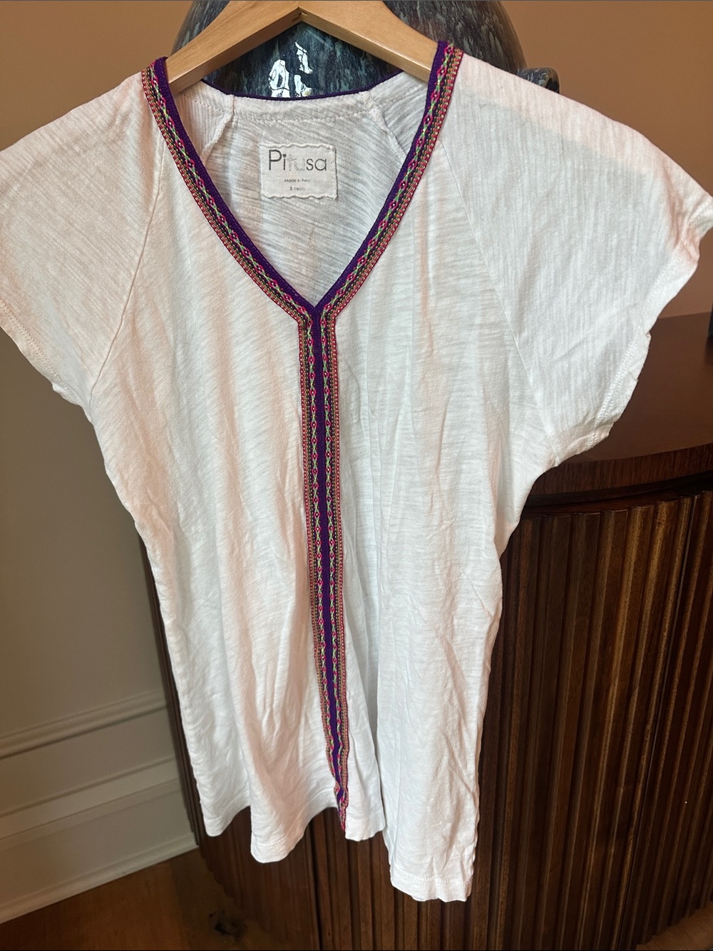 Pitusa White Kids Swim Coverup Tunic with Purple and Pink Trim